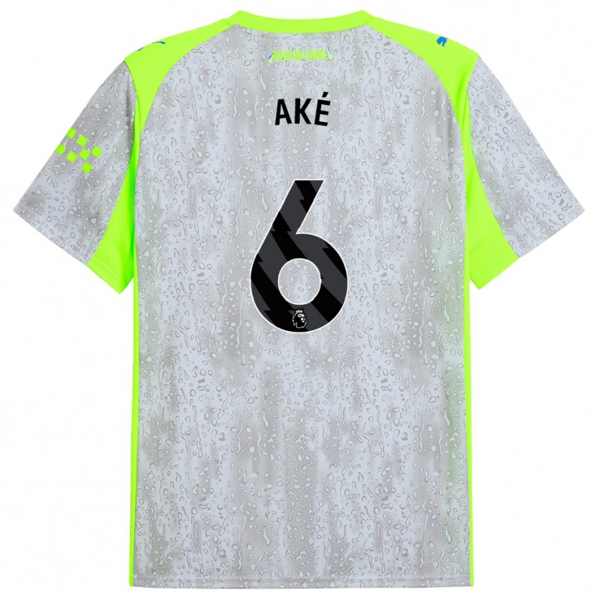 Danxen Uomo Maglia Nathan Aké #6 Grigio Giallo Kit Gara Third 2025/26 Maglietta