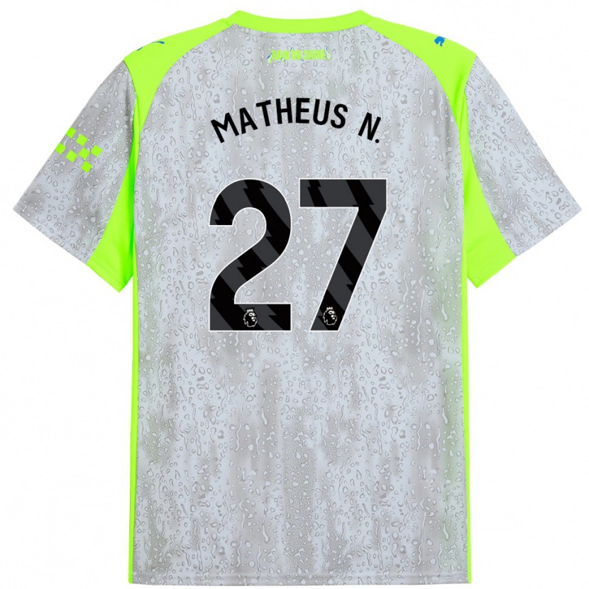 Danxen Uomo Maglia Matheus Nunes #27 Grigio Giallo Kit Gara Third 2025/26 Maglietta