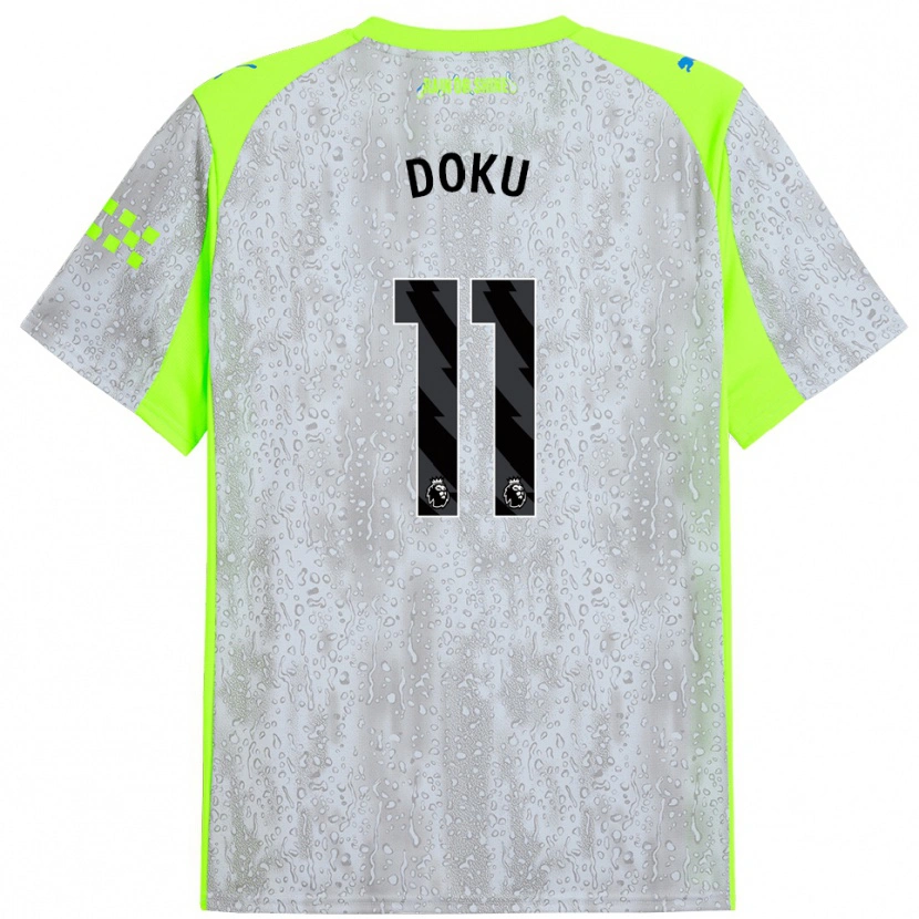 Danxen Uomo Maglia Jérémy Doku #11 Grigio Giallo Kit Gara Third 2025/26 Maglietta