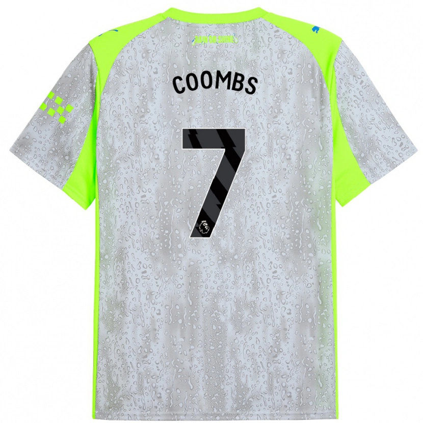 Danxen Uomo Maglia Laura Coombs #7 Grigio Giallo Kit Gara Third 2025/26 Maglietta