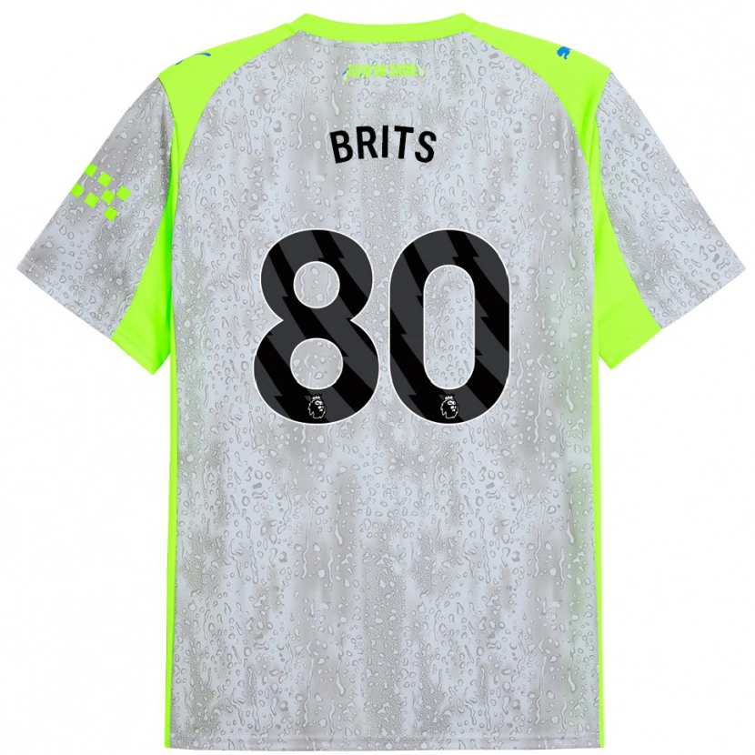 Danxen Uomo Maglia Spike Brits #80 Grigio Giallo Kit Gara Third 2025/26 Maglietta