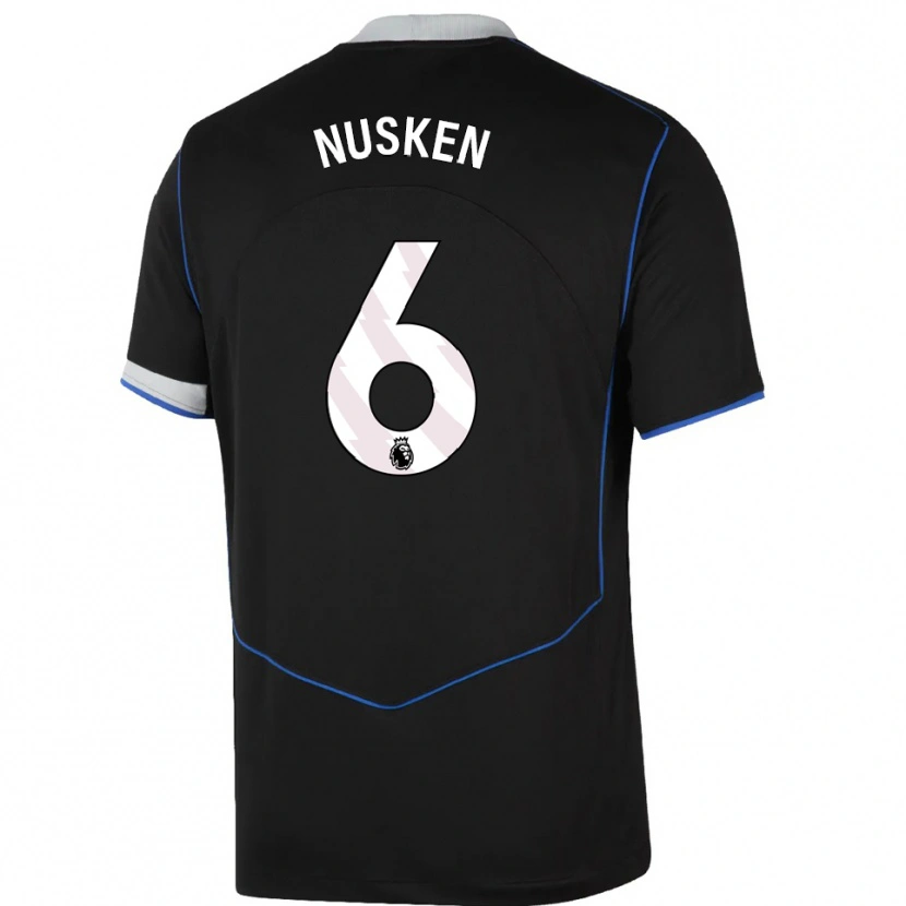 Danxen Uomo Maglia Sjoeke Nusken #6 Nero Blu Argento Kit Gara Third 2025/26 Maglietta