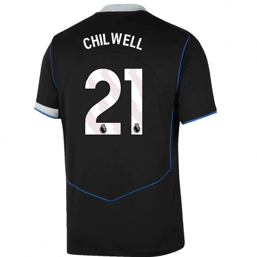 Danxen Uomo Maglia Ben Chilwell #21 Nero Blu Argento Kit Gara Third 2025/26 Maglietta
