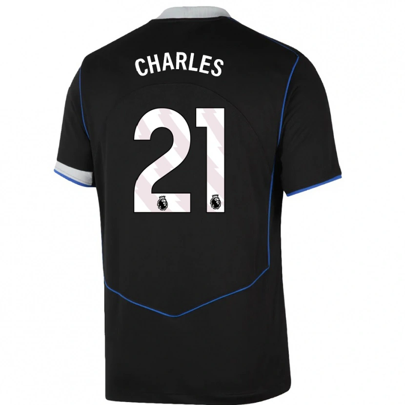 Danxen Uomo Maglia Niamh Charles #21 Nero Blu Argento Kit Gara Third 2025/26 Maglietta
