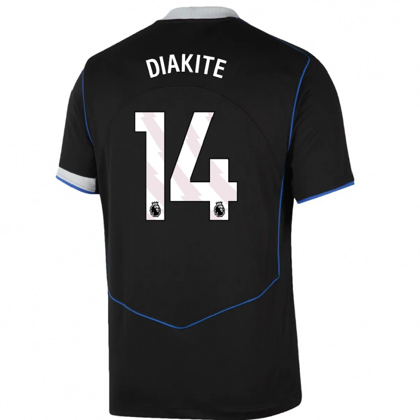Danxen Uomo Maglia Calvin Diakite #14 Nero Blu Argento Kit Gara Third 2025/26 Maglietta