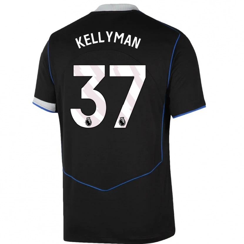 Danxen Uomo Maglia Omari Kellyman #37 Nero Blu Argento Kit Gara Third 2025/26 Maglietta