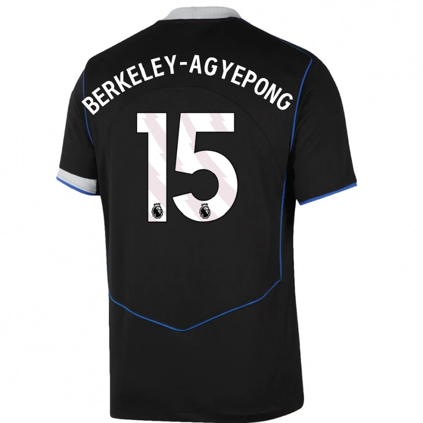 Danxen Uomo Maglia Jeremiah Berkeley-Agyepong #15 Nero Blu Argento Kit Gara Third 2025/26 Maglietta