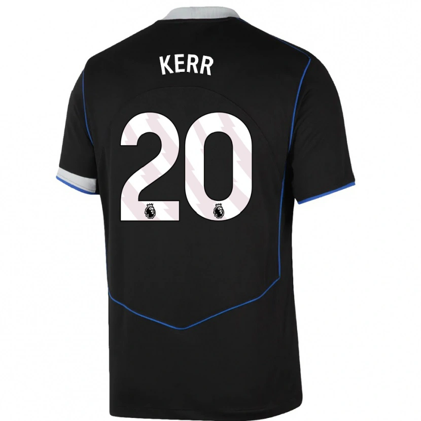 Danxen Uomo Maglia Sam Kerr #20 Nero Blu Argento Kit Gara Third 2025/26 Maglietta