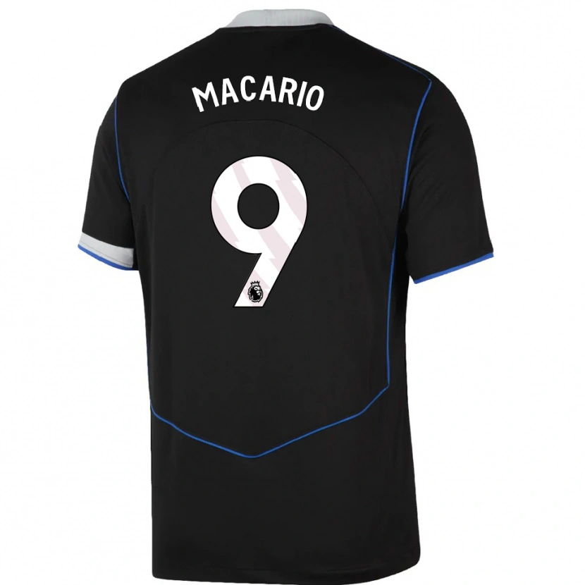 Danxen Uomo Maglia Catarina Macario #9 Nero Blu Argento Kit Gara Third 2025/26 Maglietta