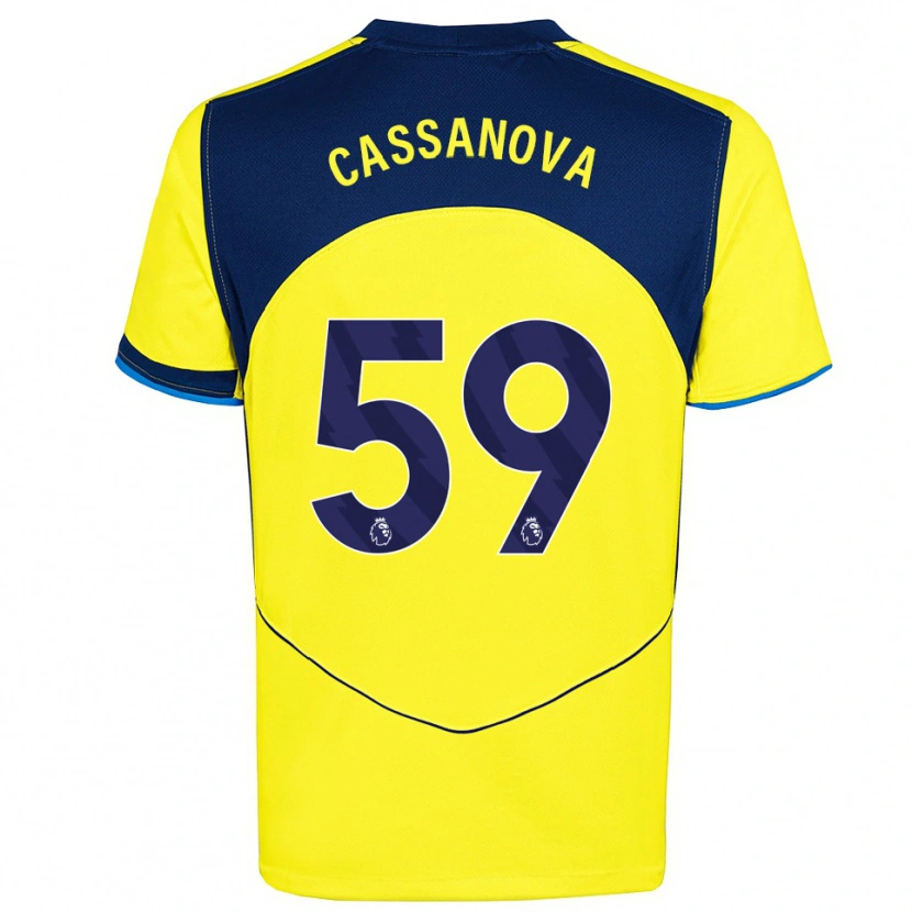 Danxen Uomo Maglia Dante Cassanova #59 Giallo Navy Kit Gara Third 2025/26 Maglietta
