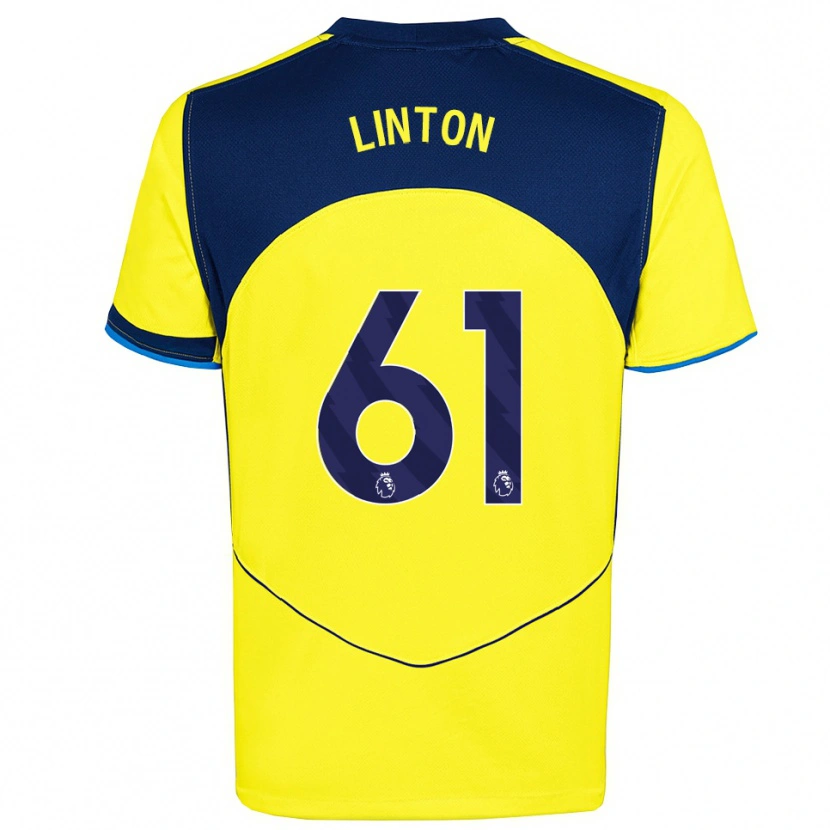 Danxen Uomo Maglia Jahziah Linton #61 Giallo Navy Kit Gara Third 2025/26 Maglietta
