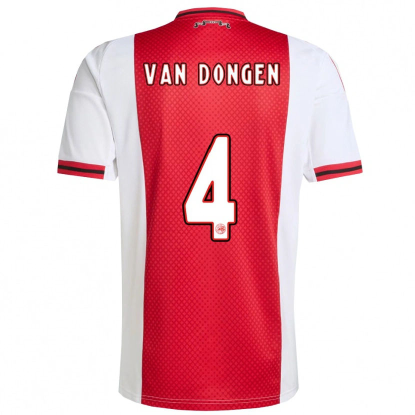 Danxen Donna Maglia Bram Van Dongen #4 Rosso Bianco Kit Gara Home 2025/26 Maglietta