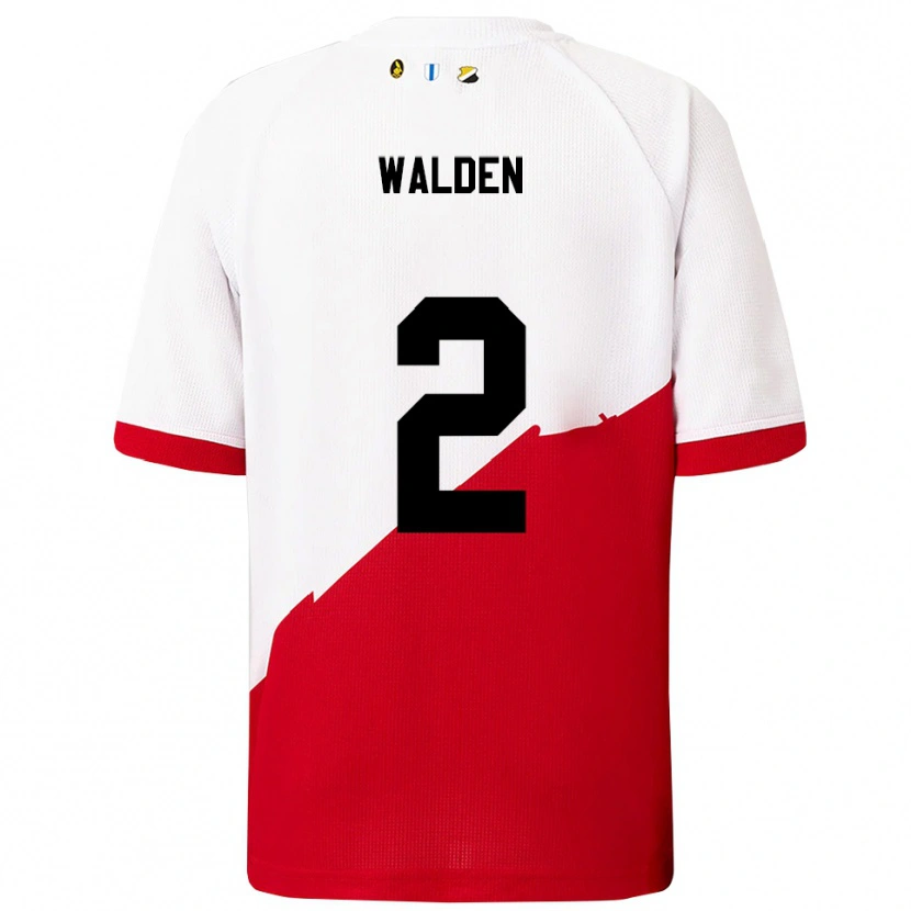 Danxen Donna Maglia Jaden Walden #2 Bianco Rosso Kit Gara Home 2025/26 Maglietta