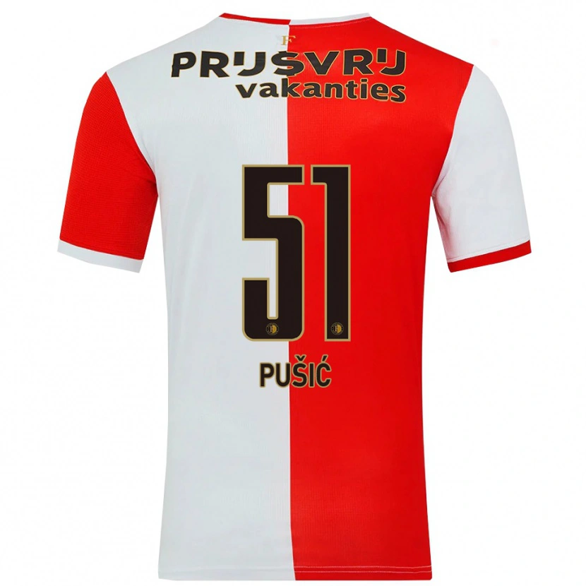 Danxen Donna Maglia Noah Pušić #51 Rosso Bianco Kit Gara Home 2025/26 Maglietta