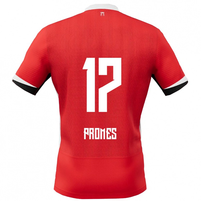 Danxen Donna Maglia Rodrigo Promes #17 Rosso Bianco Kit Gara Home 2025/26 Maglietta
