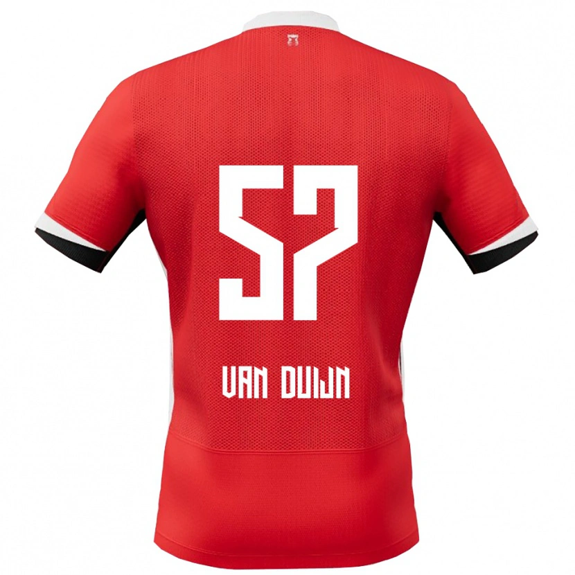 Danxen Donna Maglia Sem Van Duijn #57 Rosso Bianco Kit Gara Home 2025/26 Maglietta