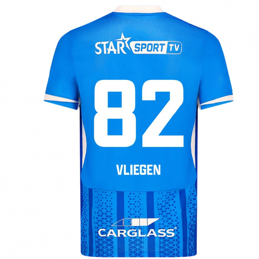 Danxen Donna Maglia Olivier Vliegen #82 Blu Bianco Kit Gara Home 2025/26 Maglietta