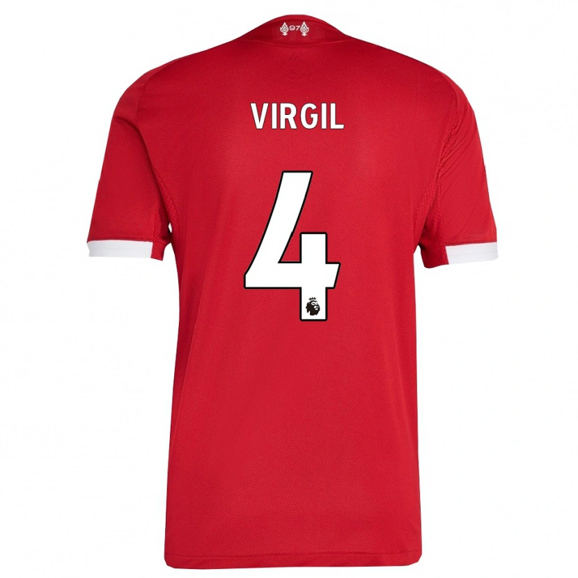 Danxen Donna Maglia Virgil Van Dijk #4 Rosso Bianco Kit Gara Home 2025/26 Maglietta