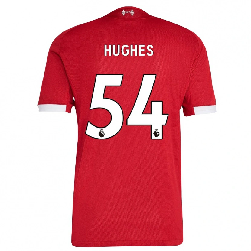 Danxen Donna Maglia Liam Hughes #54 Rosso Bianco Kit Gara Home 2025/26 Maglietta