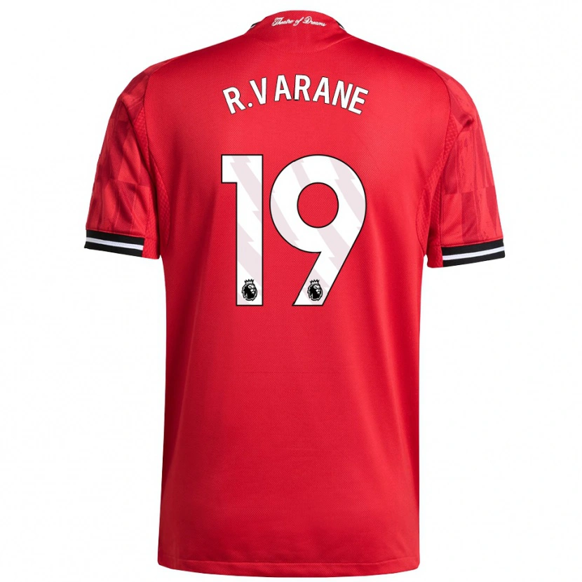 Danxen Donna Maglia Raphael Varane #19 Rosso Nero Bianco Kit Gara Home 2025/26 Maglietta