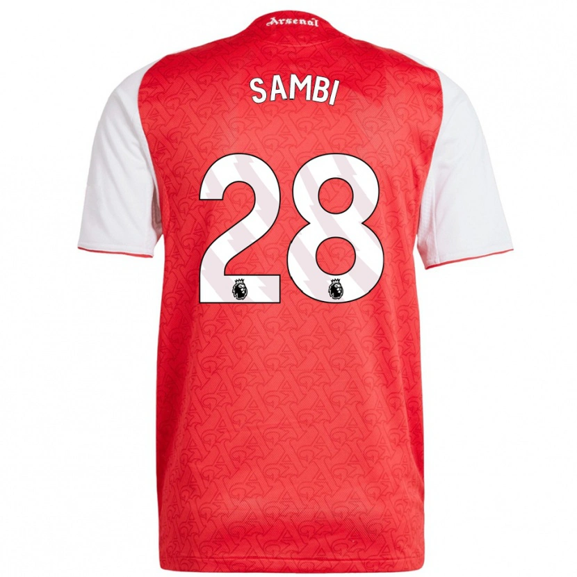 Danxen Donna Maglia Albert Sambi Lokonga #28 Rosso Bianco Kit Gara Home 2025/26 Maglietta