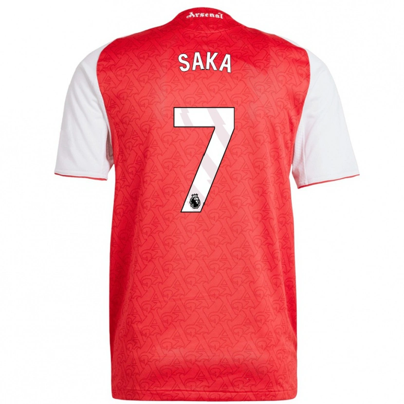 Danxen Donna Maglia Bukayo Saka #7 Rosso Bianco Kit Gara Home 2025/26 Maglietta