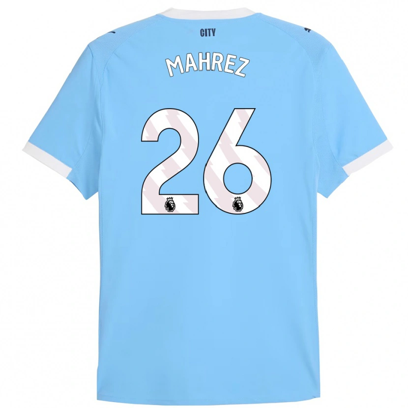 Danxen Donna Maglia Riyad Mahrez #26 Azzurro Bianco Kit Gara Home 2025/26 Maglietta