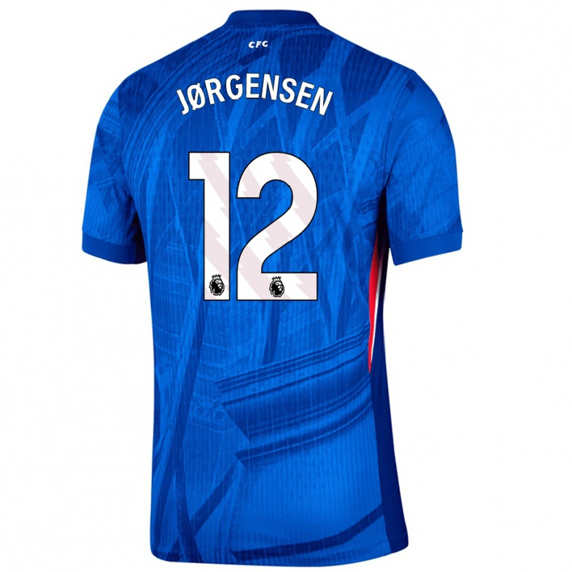 Danxen Donna Maglia Filip Jørgensen #12 Blu Bianco Kit Gara Home 2025/26 Maglietta