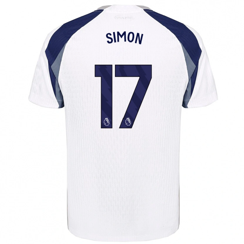 Danxen Donna Maglia Kyah Simon #17 Bianco Navy Kit Gara Home 2025/26 Maglietta