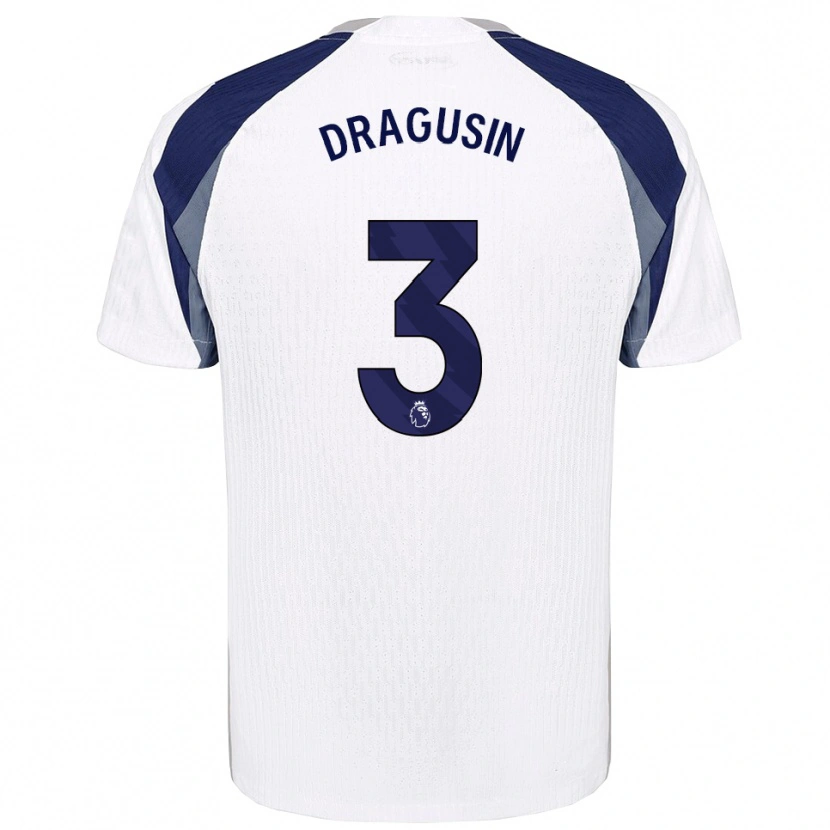 Danxen Donna Maglia Radu Drăgușin #3 Bianco Navy Kit Gara Home 2025/26 Maglietta