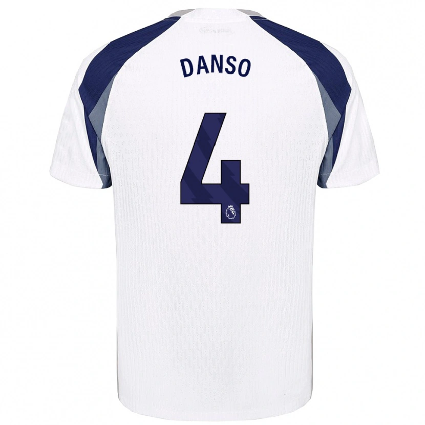 Danxen Donna Maglia Kevin Danso #4 Bianco Navy Kit Gara Home 2025/26 Maglietta