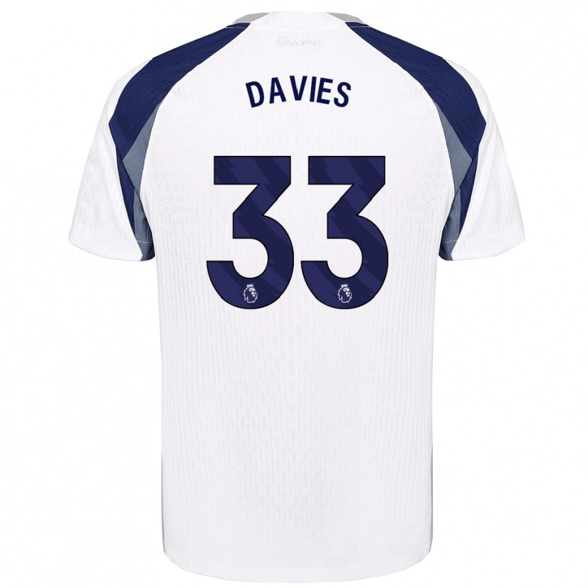 Danxen Donna Maglia Ben Davies #33 Bianco Navy Kit Gara Home 2025/26 Maglietta