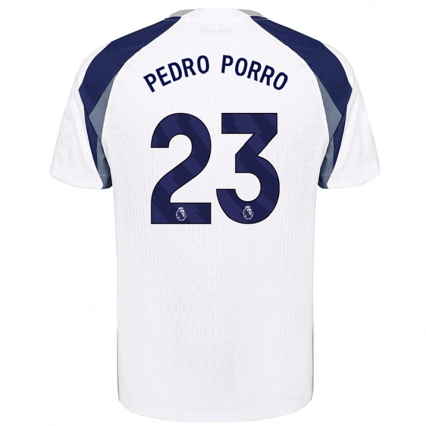 Danxen Donna Maglia Pedro Porro #23 Bianco Navy Kit Gara Home 2025/26 Maglietta