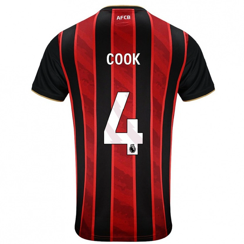 Danxen Donna Maglia Lewis Cook #4 Rosso Nero Kit Gara Home 2025/26 Maglietta
