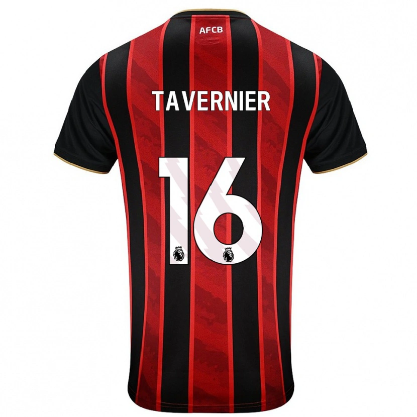 Danxen Donna Maglia Marcus Tavernier #16 Rosso Nero Kit Gara Home 2025/26 Maglietta