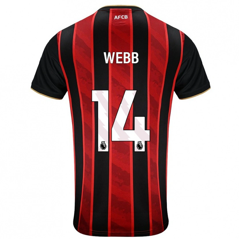 Danxen Donna Maglia Harry Webb #14 Rosso Nero Kit Gara Home 2025/26 Maglietta