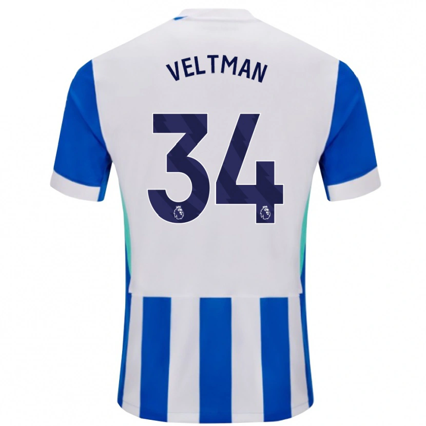 Danxen Donna Maglia Joël Veltman #34 Blu Bianco Kit Gara Home 2025/26 Maglietta
