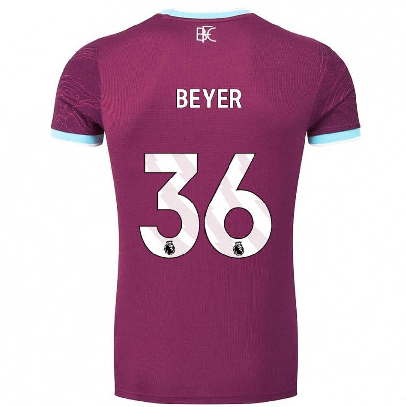 Danxen Donna Maglia Jordan Beyer #36 Borgogna Azzurro Kit Gara Home 2025/26 Maglietta