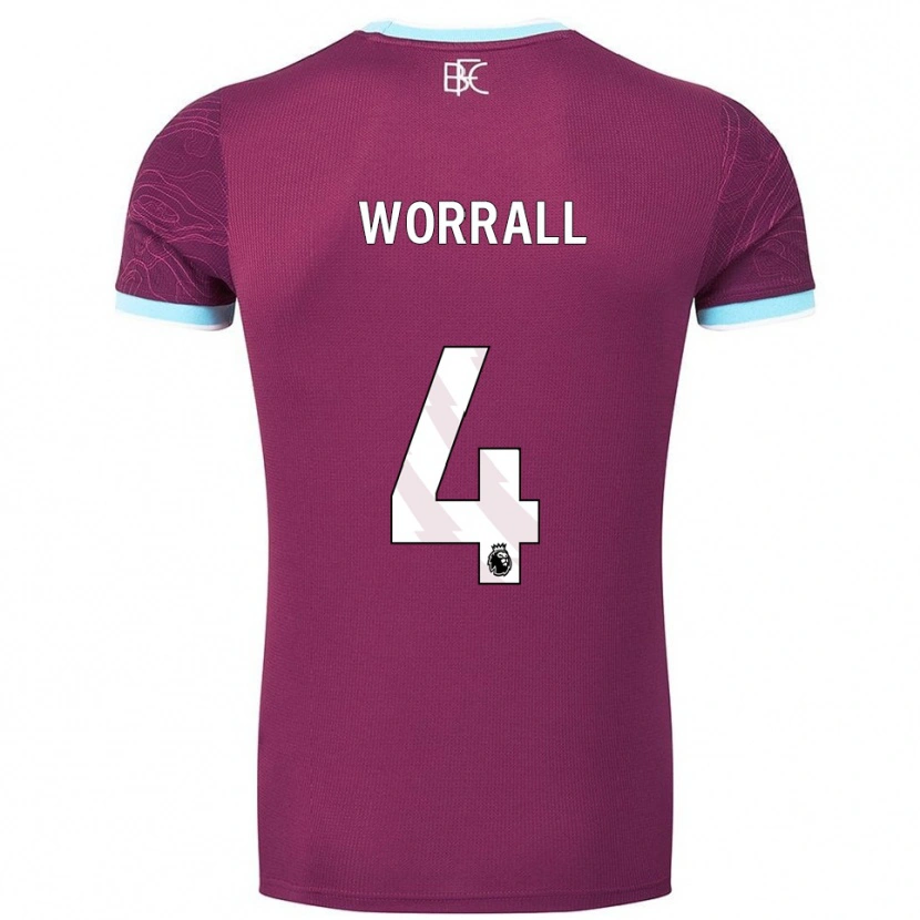 Danxen Donna Maglia Joe Worrall #4 Borgogna Azzurro Kit Gara Home 2025/26 Maglietta