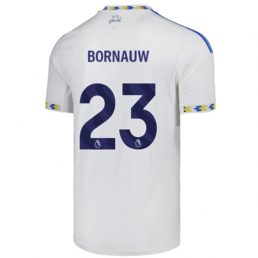 Danxen Donna Maglia Sebastiaan Bornauw #23 Bianco Blu Kit Gara Home 2025/26 Maglietta