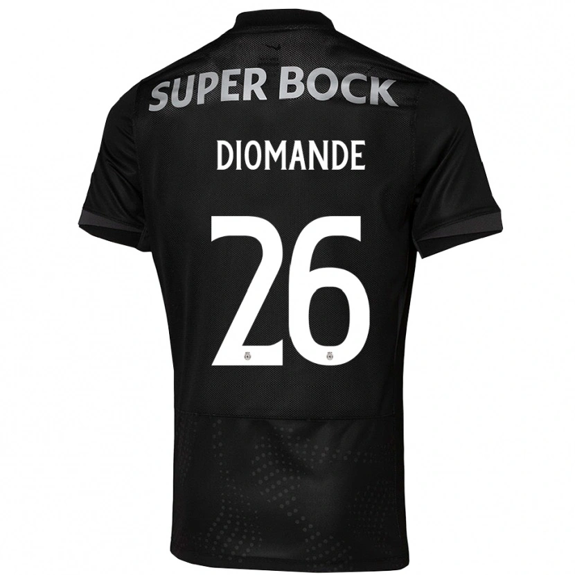 Danxen Donna Maglia Ousmane Diomande #26 Nero Bianco Kit Gara Away 2025/26 Maglietta