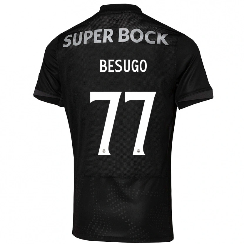 Danxen Donna Maglia Rafael Besugo #77 Nero Bianco Kit Gara Away 2025/26 Maglietta