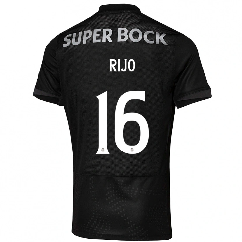 Danxen Donna Maglia João Rijo #16 Nero Bianco Kit Gara Away 2025/26 Maglietta