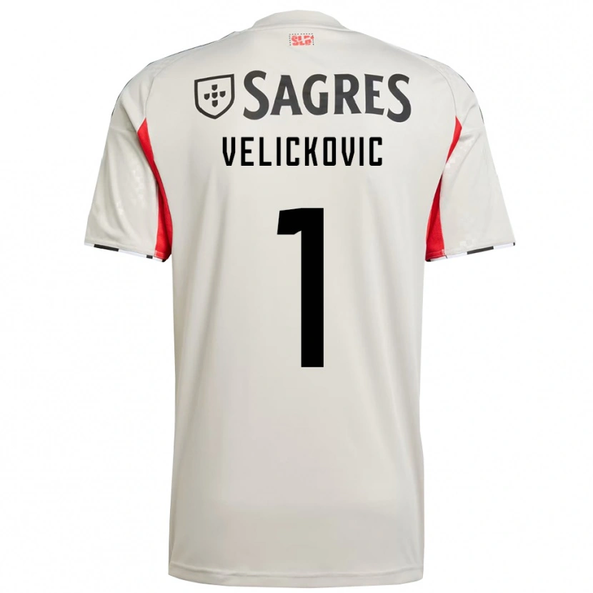 Danxen Donna Maglia Luka Veličković #1 Bianco Sporco Rosso Kit Gara Away 2025/26 Maglietta