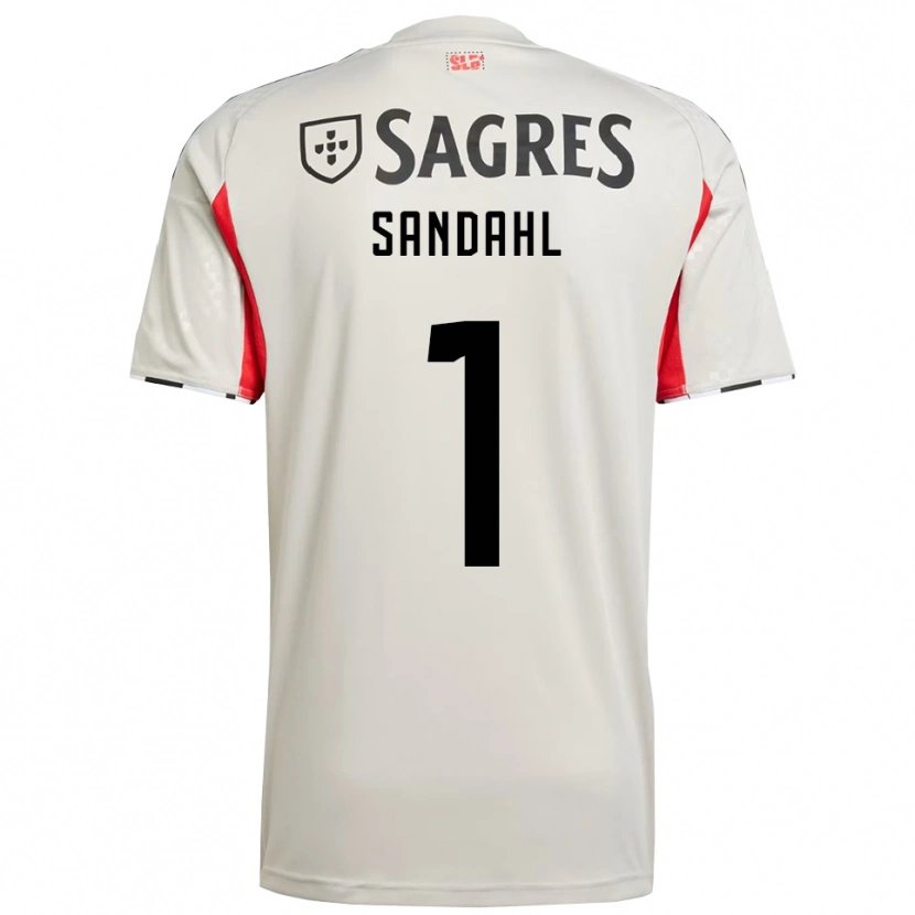 Danxen Donna Maglia Alexander Sandahl #1 Bianco Sporco Rosso Kit Gara Away 2025/26 Maglietta
