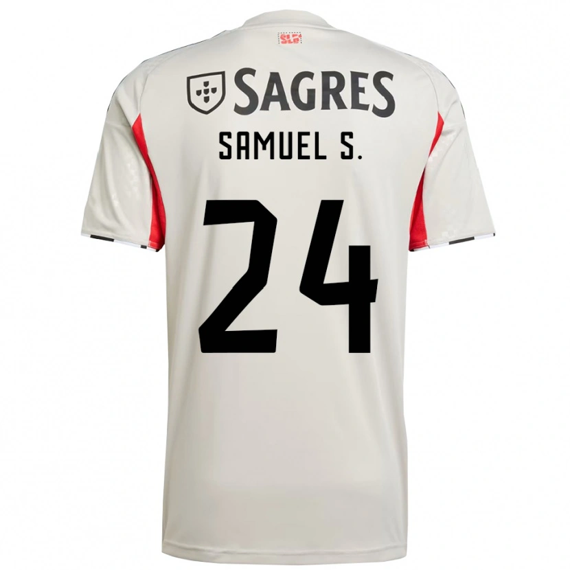Danxen Donna Maglia Samuel Soares #24 Bianco Sporco Rosso Kit Gara Away 2025/26 Maglietta