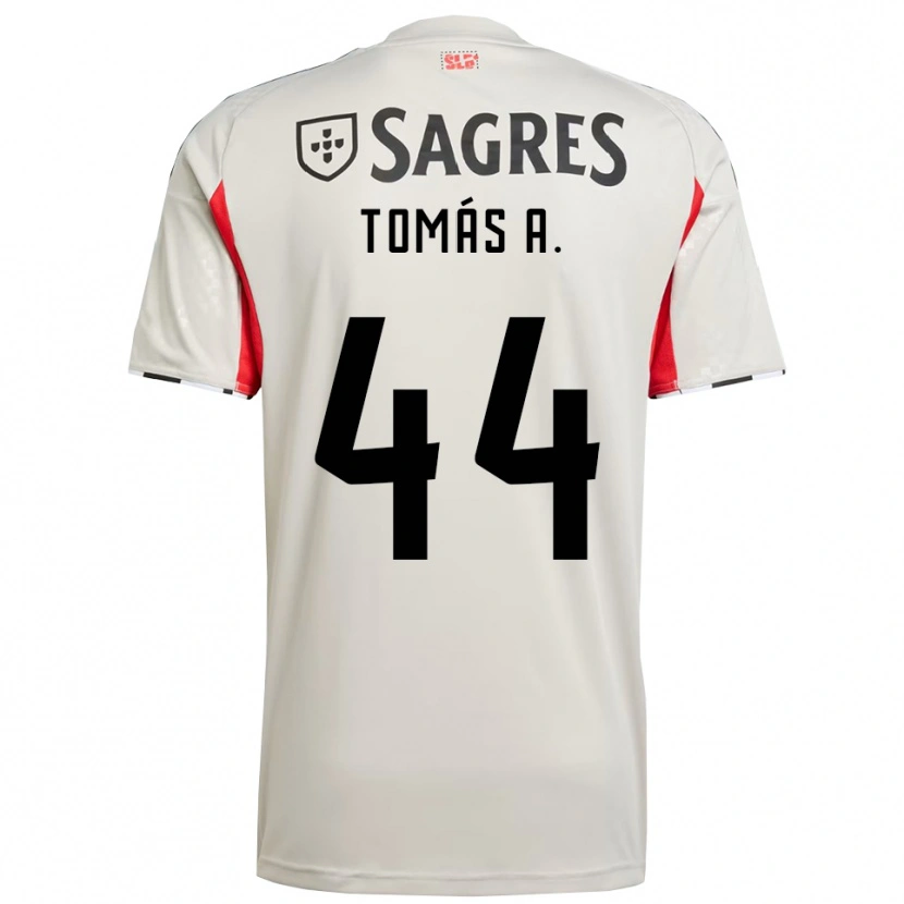 Danxen Donna Maglia Tomás Araújo #44 Bianco Sporco Rosso Kit Gara Away 2025/26 Maglietta