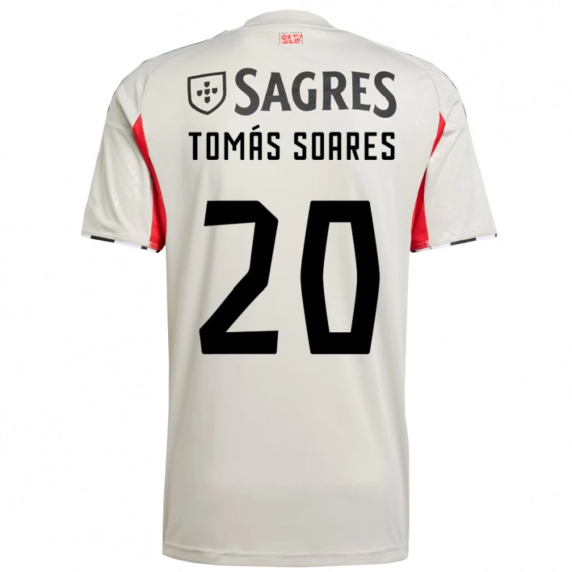 Danxen Donna Maglia Tomás Soares #20 Bianco Sporco Rosso Kit Gara Away 2025/26 Maglietta