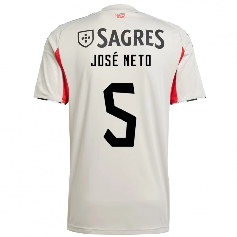 Danxen Donna Maglia José Neto #5 Bianco Sporco Rosso Kit Gara Away 2025/26 Maglietta