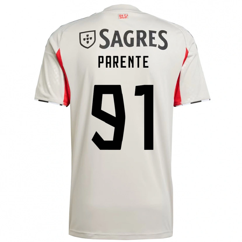 Danxen Donna Maglia Tiago Parente #91 Bianco Sporco Rosso Kit Gara Away 2025/26 Maglietta